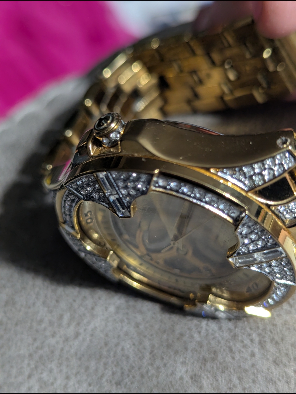 Gent's Gold & Crystal Skeleton Dial Watch by Elgin - Picture 6 of 13
